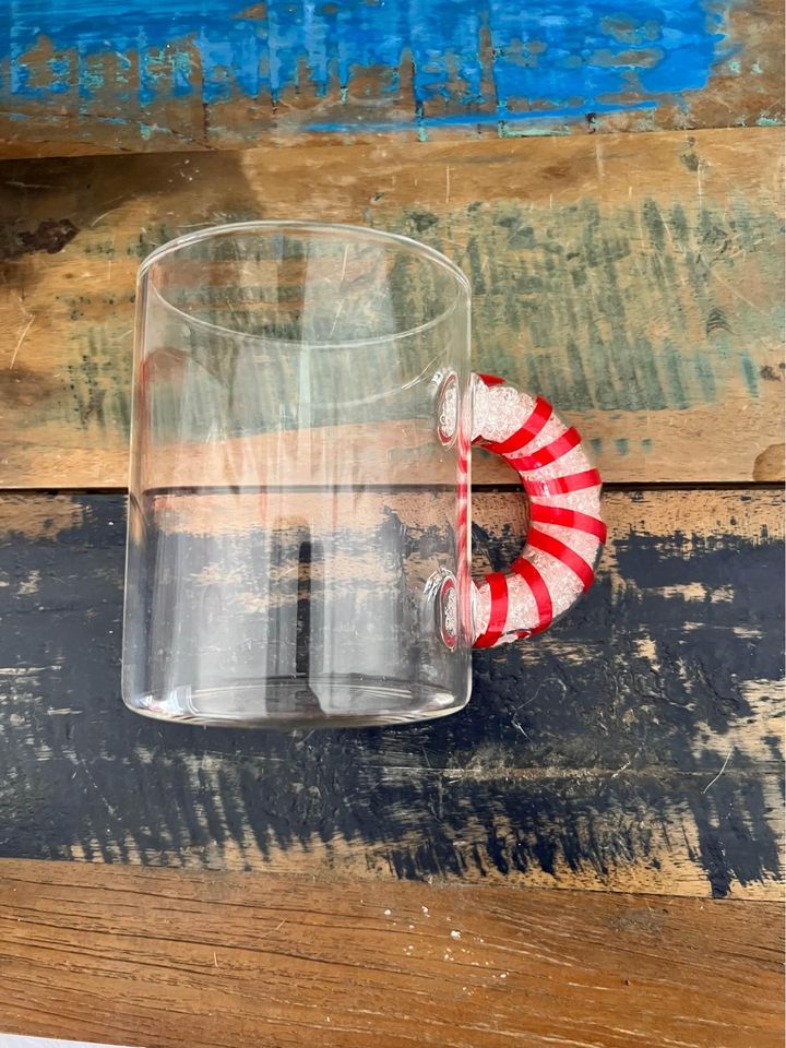 Candy cane glass mug